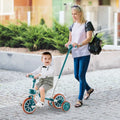 4-in-1 Kids Tricycle with Adjustable Parent Push Handle for 2-4 Years Old-Green - Green - Push & Pedal Ride On Toys