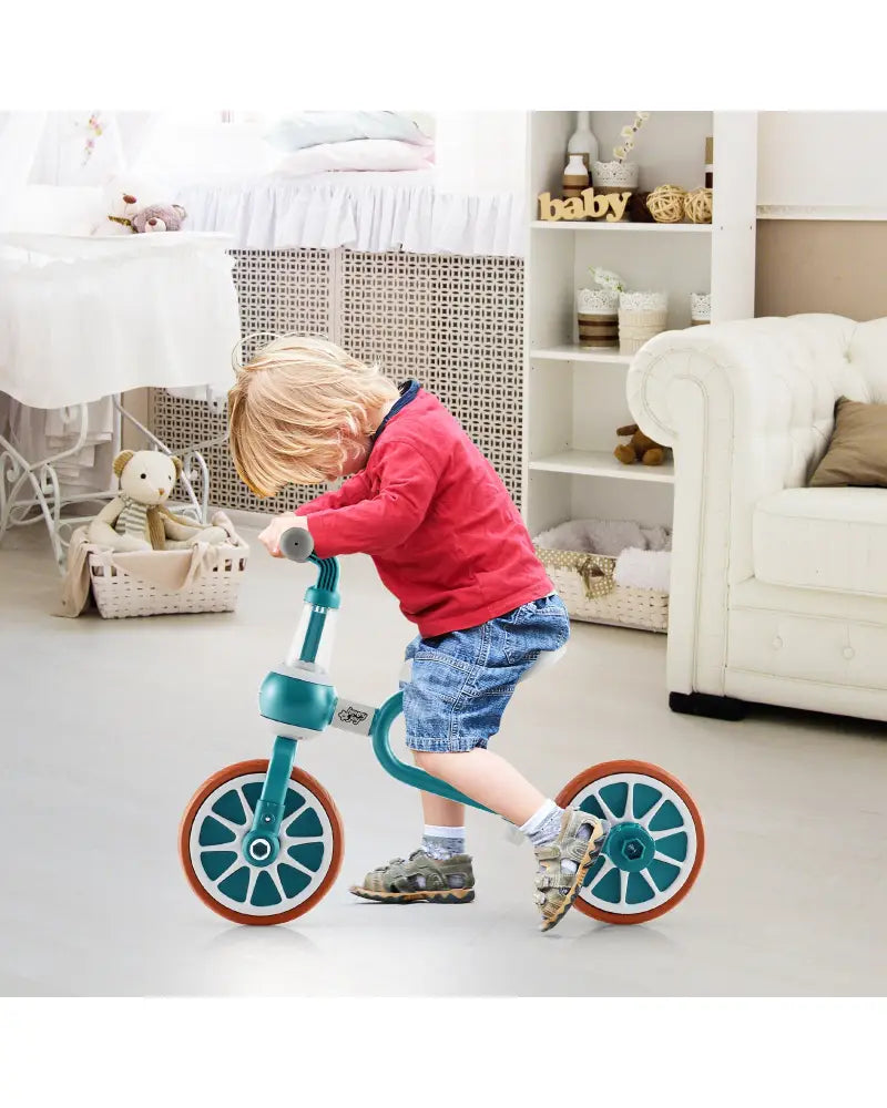 4-in-1 Kids Tricycle with Adjustable Parent Push Handle for 2-4 Years Old-Green - Green - Push & Pedal Ride On Toys