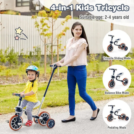 4 - in - 1 Kids Trike Bike with Adjustable Parent Push Handle and Seat Height - Navy - Oasis Home Essentials