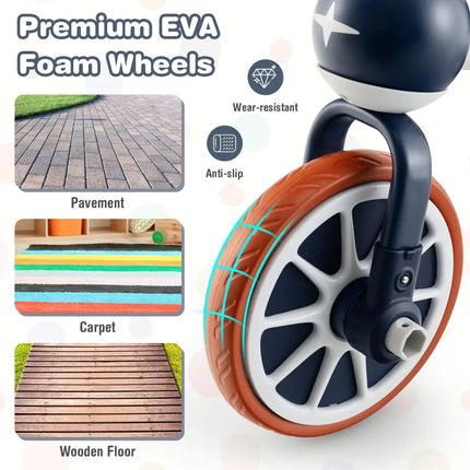 4 - in - 1 Kids Trike Bike with Adjustable Parent Push Handle and Seat Height - Navy - Oasis Home Essentials