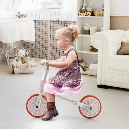4-in-1 Kids Trike Bike with Adjustable Parent Push Handle and Seat Height-Pink - Pink - Push & Pedal Ride On Toys