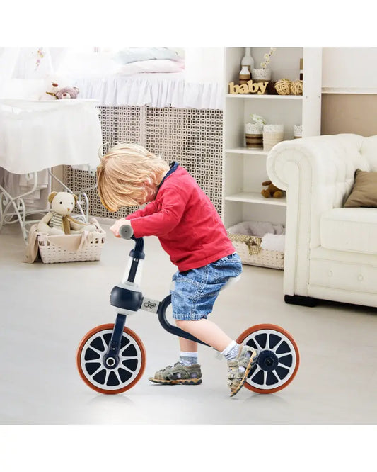 4-in-1 Kids Trike Bike with Adjustable Parent Push Handle and Seat Height-Navy - Navy - Push & Pedal Ride On Toys