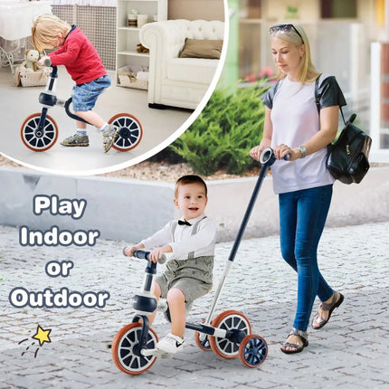 4 - in - 1 Kids Trike Bike with Adjustable Parent Push Handle and Seat Height - Navy - Oasis Home Essentials