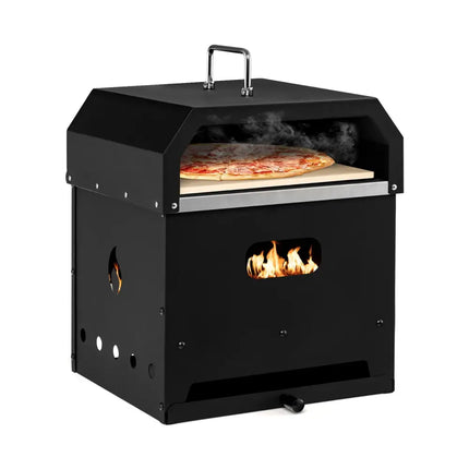 4-in-1 Outdoor Portable Pizza Oven with 12 Inch Pizza Stone - Black - Outdoor Grills