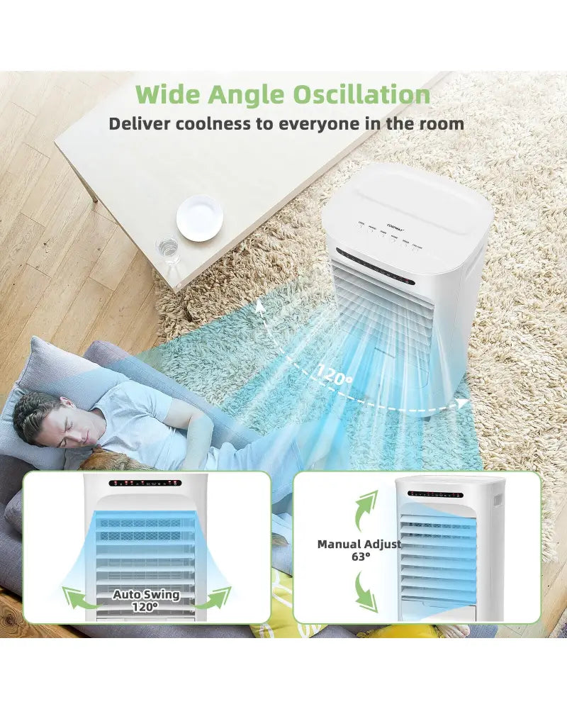 4-in-1 Portable Evaporative Air Cooler with Timer and 3 Modes-White - White - Air Coolers