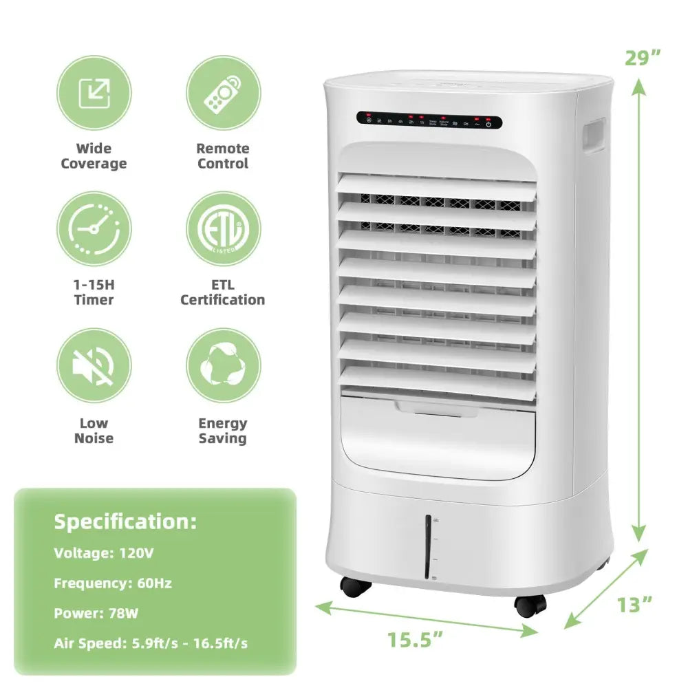 4-in-1 Portable Evaporative Air Cooler with Timer and 3 Modes-White - White - Air Coolers
