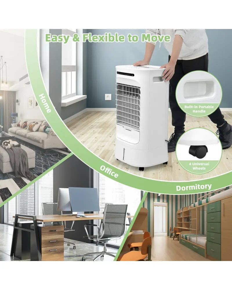 4-in-1 Portable Evaporative Air Cooler with Timer and 3 Modes-White - White - Air Coolers