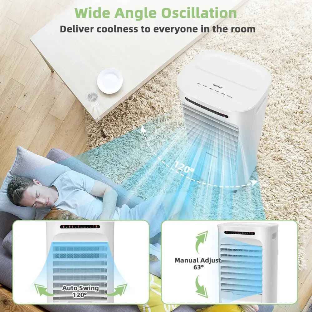 4-in-1 Portable Evaporative Air Cooler with Timer and 3 Modes-White - White - Air Coolers