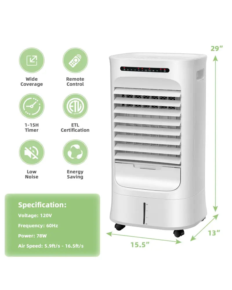 4-in-1 Portable Evaporative Air Cooler with Timer and 3 Modes-White - White - Air Coolers