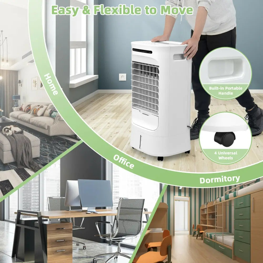 4-in-1 Portable Evaporative Air Cooler with Timer and 3 Modes-White - White - Air Coolers