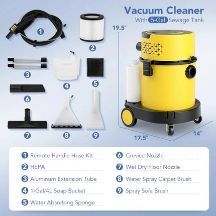 4-in-1 Portable Wet Dry Vacuum Cleaner-Yellow Costway