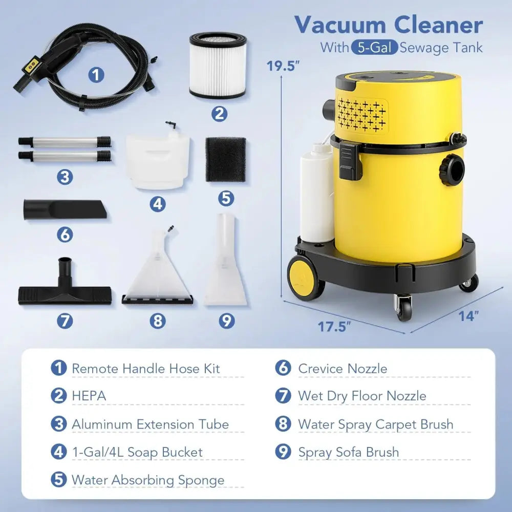4-in-1 Portable Wet Dry Vacuum Cleaner-Yellow Costway