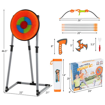 4 in 1 Throwing Target Set Kids Throwing Game with Bristle Target and 3 Throwing axes - Lawn Games