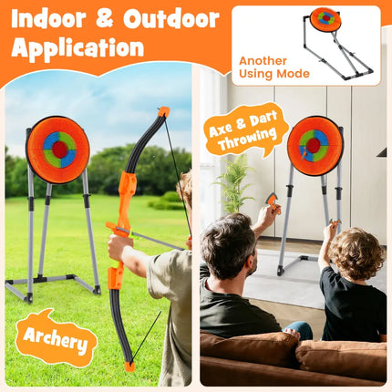 4 in 1 Throwing Target Set Kids Throwing Game with Bristle Target and 3 Throwing axes - Lawn Games