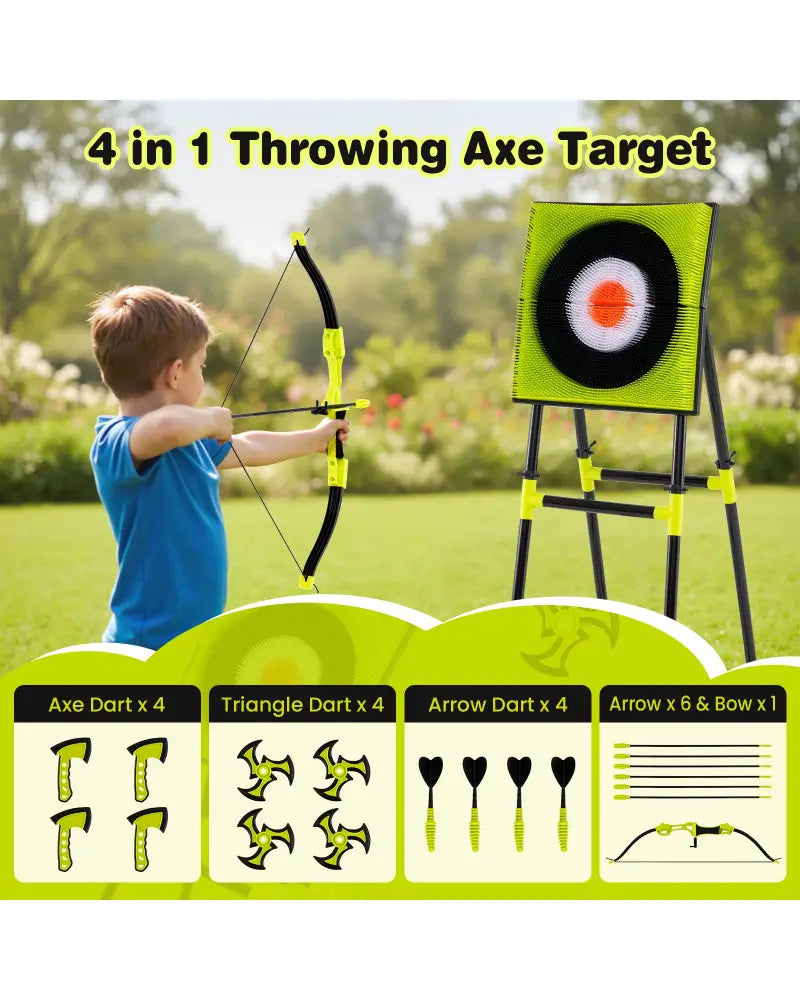 4 in 1 Throwing Target Set Kids Throwing Game with Bristle Target - Lawn Games