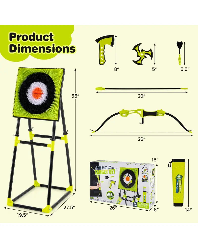 4 in 1 Throwing Target Set Kids Throwing Game with Bristle Target - Lawn Games