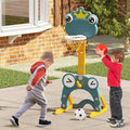 4-in-1 Toddler Basketball Hoop with Rim and Soccer Goal for 3+ Kids - Toy Sports