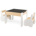 4-in-1 Wooden Activity Kids Table and Chairs with Storage and Detachable Blackboard-White - White - Kids Table & Chair