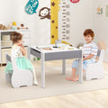 4-in-1 Wooden Activity Kids Table and Chairs with Storage and Detachable Blackboard-Gray - Gray - Kids Table & Chair