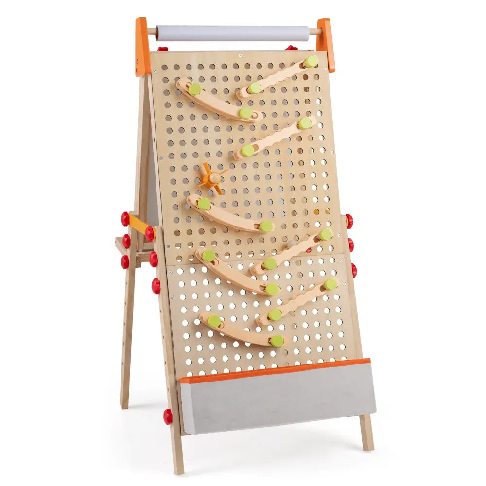 4-in-1 Wooden Kids Art Easel Double-Sided Foldable with Paper Roll and Storage Tray - Natural - Art Easels