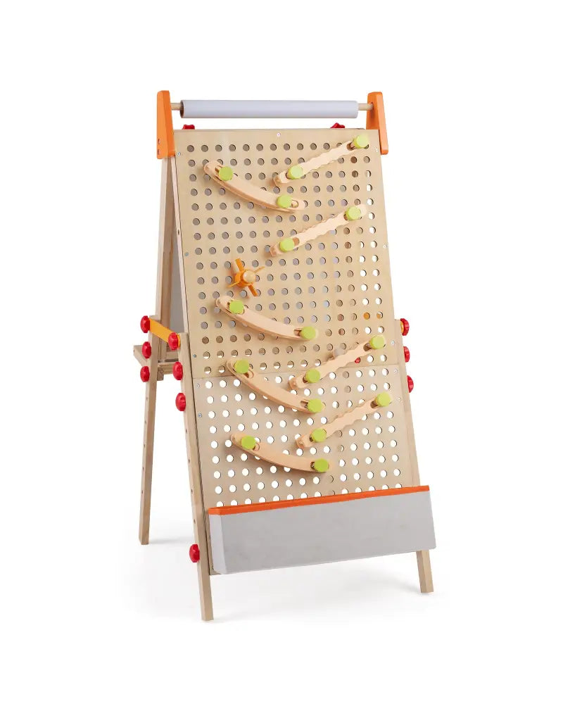 4-in-1 Wooden Kids Art Easel Double-Sided Foldable with Paper Roll and Storage Tray - Natural - Art Easels