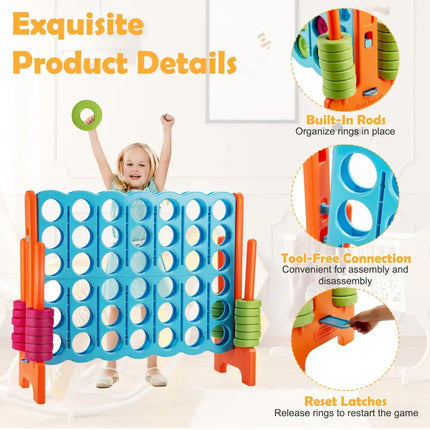 4 in A Row 4-to-Score Giant Jumbo Game Set for Family Party Holiday - Light Blue - Lawn Games