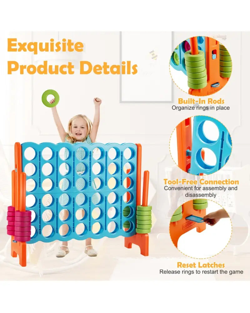 4 in A Row 4-to-Score Giant Jumbo Game Set for Family Party Holiday - Light Blue - Lawn Games