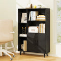 4 Inch Floor Bookshelf with 5 Open Compartments and Storage Cabinet-Black - Black - Bookcases