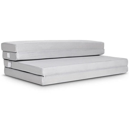 4 Inch Folding Sofa Bed Foam Mattress with Handles-Queen Size - Gray - Mattresses