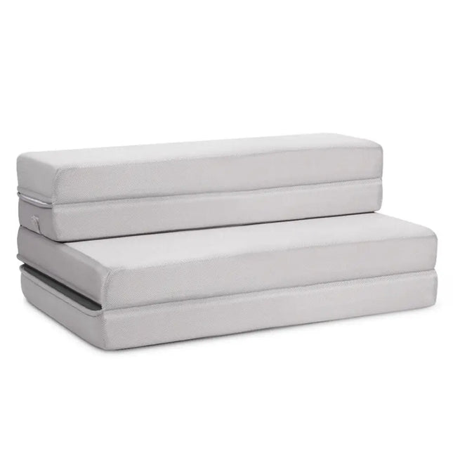 4 Inch Folding Sofa Bed Foam Mattress with Handles-Twin XL Costway