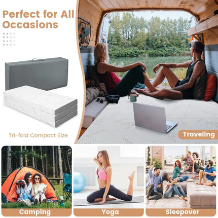 4 Inch Tri-fold Cooling Gel Memory Foam Mattress-Full Size Costway