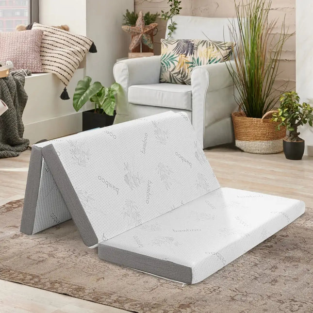 4 Inch Tri-fold Cooling Gel Memory Foam Mattress-Full Size Costway