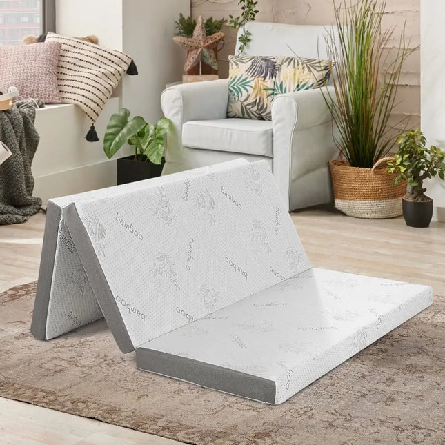 4 Inch Tri-fold Cooling Gel Memory Foam Mattress-Queen Size Costway
