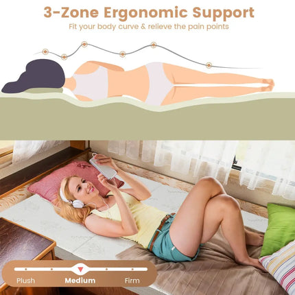 4 Inch Tri-fold Cooling Gel Memory Foam Mattress-Twin XL Costway