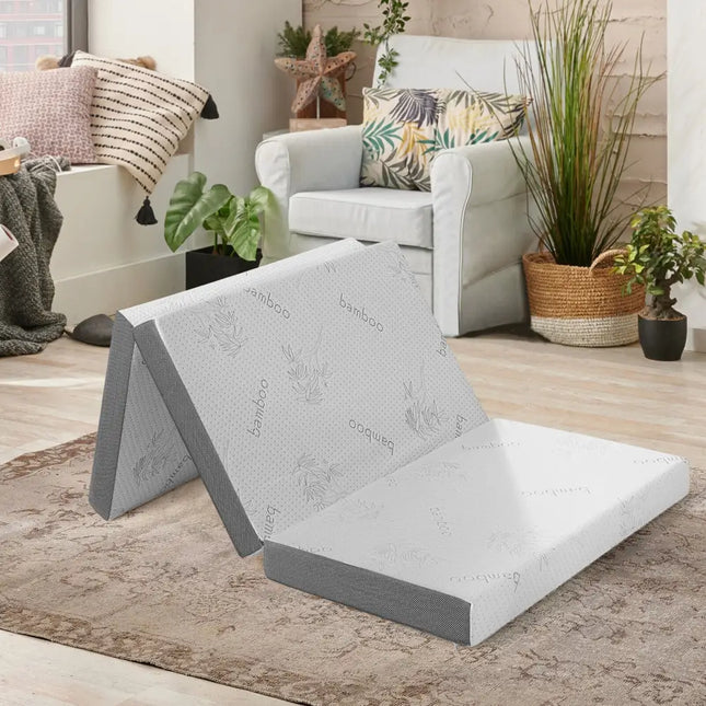 4 Inch Tri-fold Cooling Gel Memory Foam Mattress-Twin XL Costway