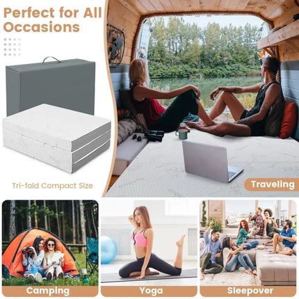 4 Inch Tri-fold Cooling Gel Memory Foam Mattress-Twin XL Costway