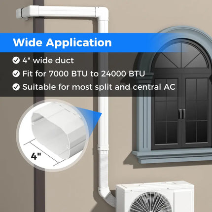 4 Inches W Mini Decorative PVC Slim Line Cover Kit-16.5ft - White - Mini Split AC Parts & Accessories