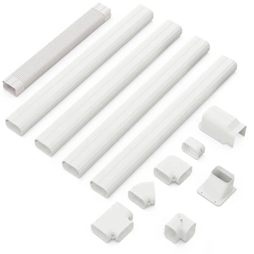 4 Inches W Mini Decorative PVC Slim Line Cover Kit-16.5ft - White - Mini Split AC Parts & Accessories