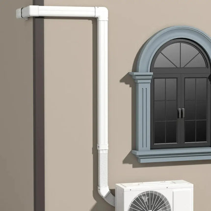 Costway mini split AC pipe cover pvc installed on exterior wall protecting air conditioner pipes