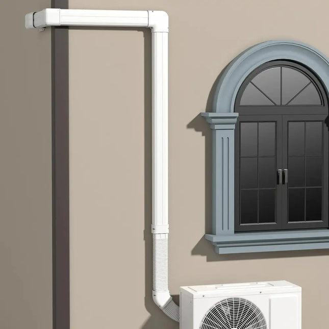 Costway mini split AC pipe cover pvc installed on exterior wall protecting air conditioner pipes