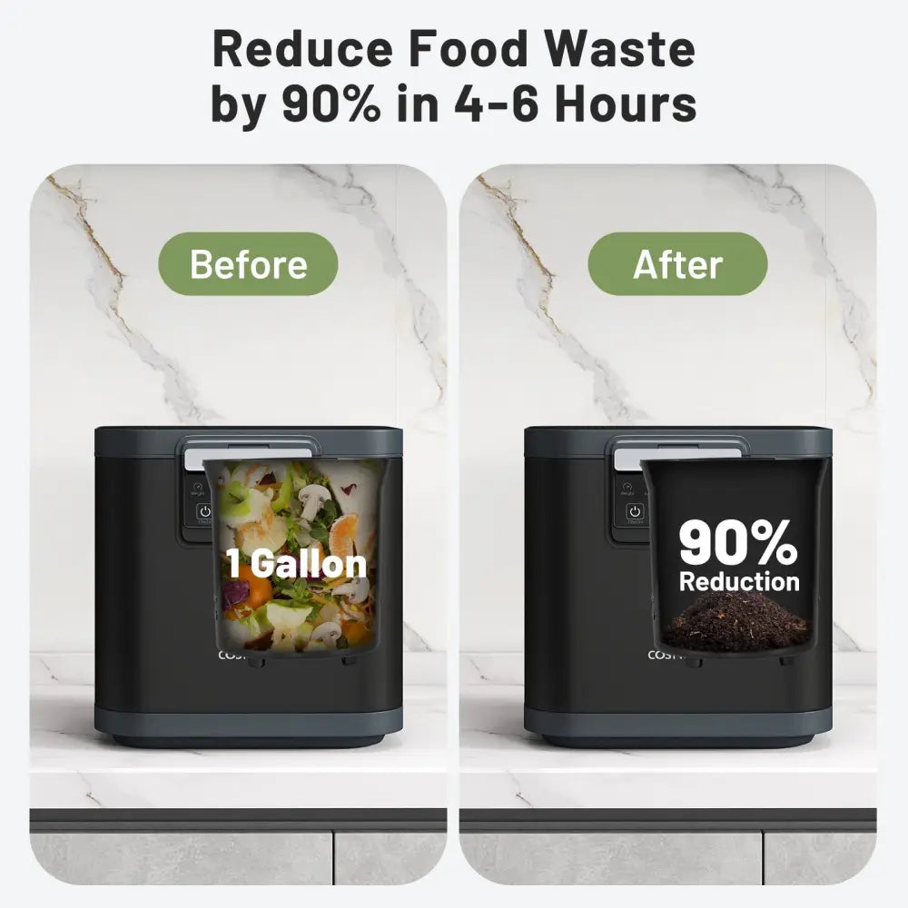 4 L Electric Composter with Lid and LED Display for Kitchen-Black - Black - Food Mixers & Blenders
