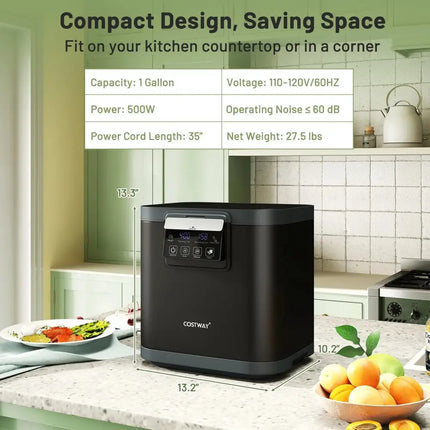 4 L Electric Composter with Lid and LED Display for Kitchen-Black Costway