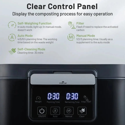 4 L Electric Composter with Lid and LED Display for Kitchen-Black Costway