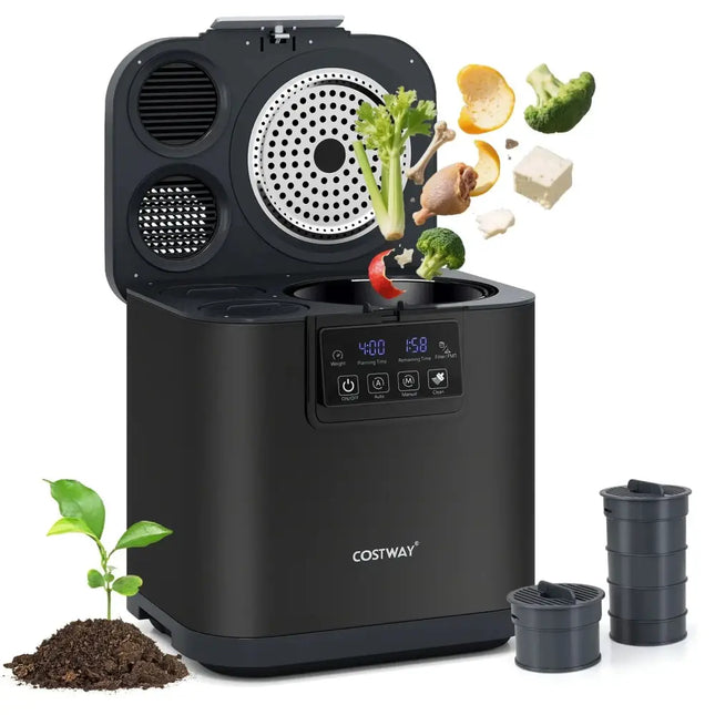 4 L Electric Composter with Lid and LED Display for Kitchen-Black Costway