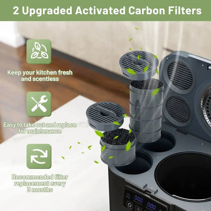 4 L Electric Composter with Lid and LED Display for Kitchen-Black Costway