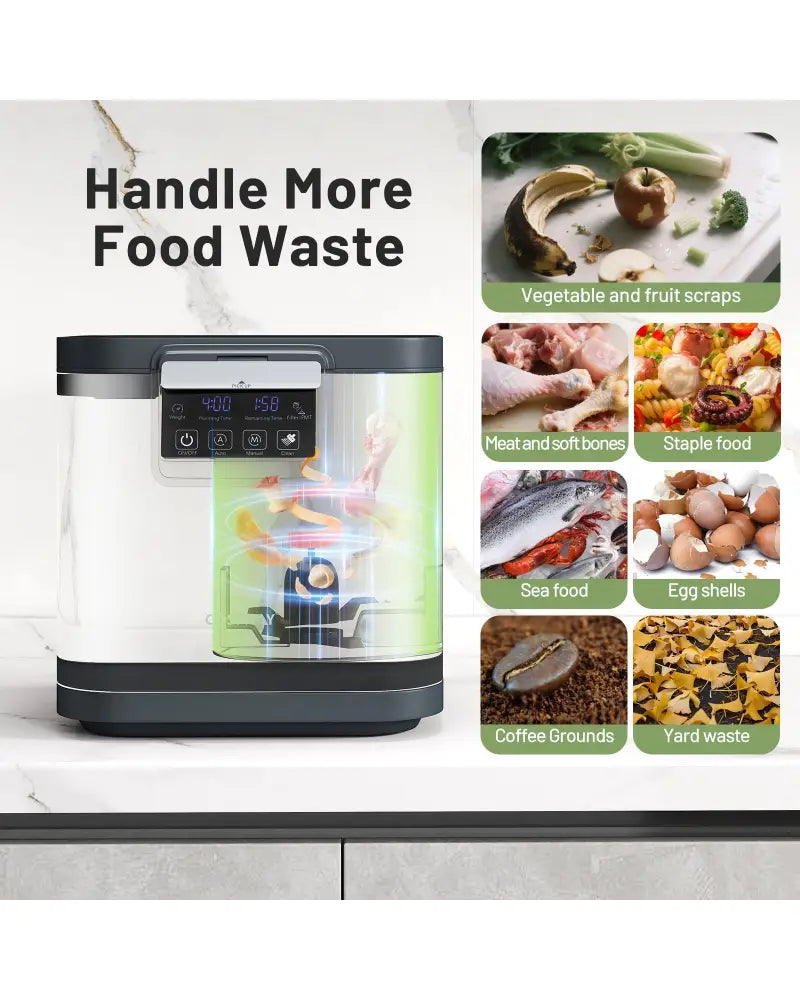 4 L Electric Composter with Lid and LED Display for Kitchen-Black - Black - Food Mixers & Blenders