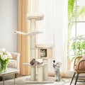 4-Layer 68.5-Inch Wooden Cat Tree Condo Activity Tower with Sisal Posts-Natural - Natural - Cat Trees Condos &