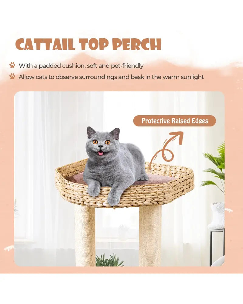 4 Layer Cat Tower with Scratching Posts Condo and Washable Cushions-Coffee - Coffee - Cat Trees Condos & Scratchers