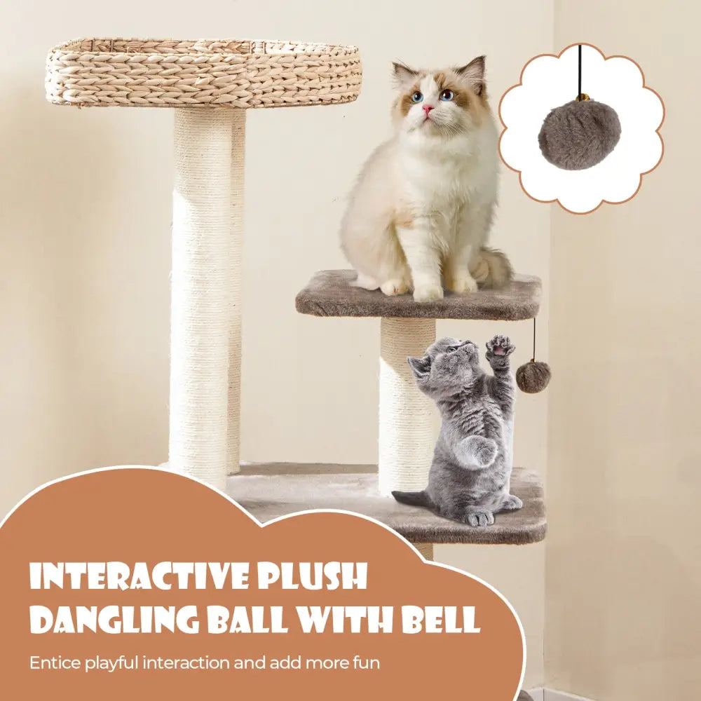4 Layer Cat Tower with Scratching Posts Condo and Washable Cushions-Coffee - Coffee - Cat Trees Condos & Scratchers