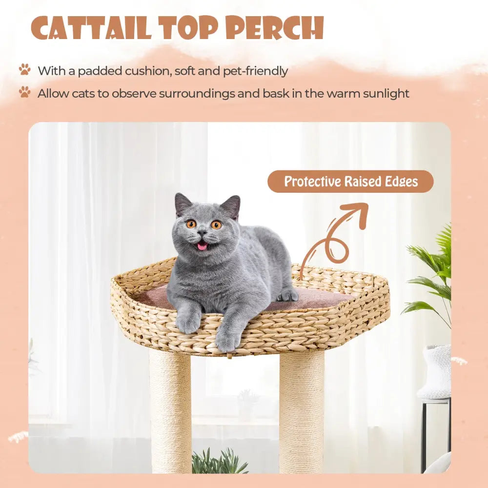 4 Layer Cat Tower with Scratching Posts Condo and Washable Cushions-Coffee - Coffee - Cat Trees Condos & Scratchers